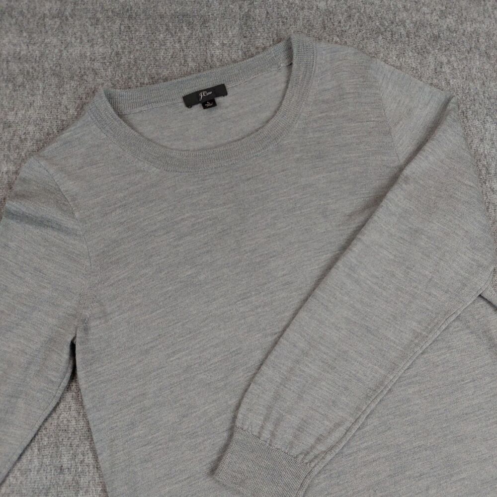 J Crew Women's Large 100% Merino Wool Crewneck Sweater Lightweight Gray